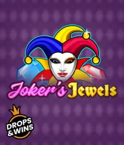 Enjoy the vibrant world of the Joker's Jewels game by Pragmatic Play, featuring a mesmerizing joker's mask adorned with a brightly colored jester hat. This graphic conveys the joyful spirit of classic slots, set against a deep purple background. Ideal for those who love classic slot games, promising a entertaining adventure. 